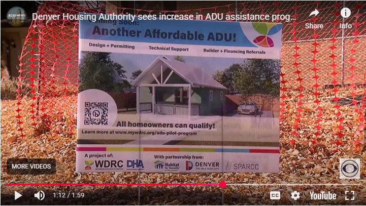 Snapshot of an ADU unit with links for more information from the CBS news clip featuring the DHA ADU program